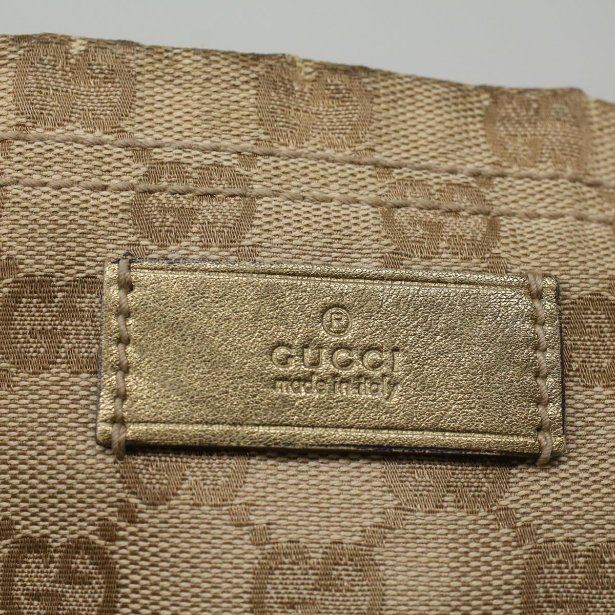 GUCCI GG Canvas Sherry Line Tote Bag Beige Gold pink 189669 59074