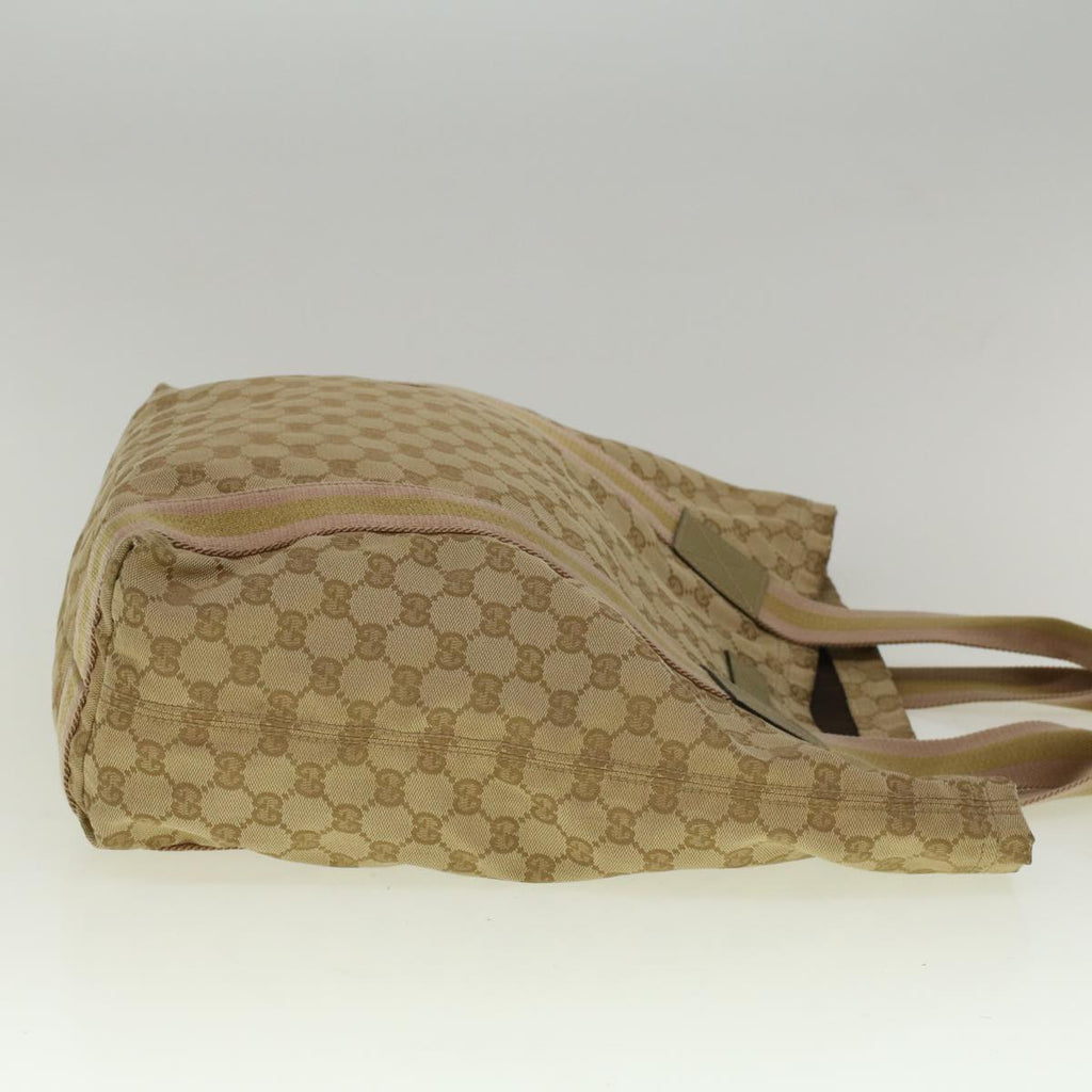 GUCCI GG Canvas Sherry Line Tote Bag Beige Gold pink 189669 59074