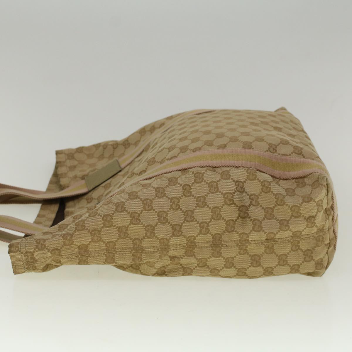 GUCCI GG Canvas Sherry Line Tote Bag Beige Gold pink 189669 59074