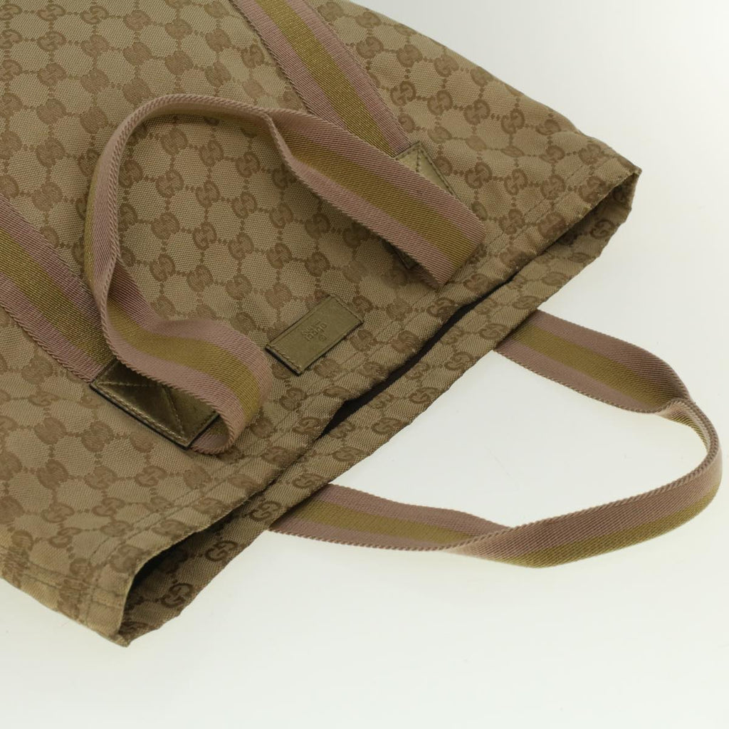 GUCCI GG Canvas Sherry Line Tote Bag Beige Gold pink 189669 59074