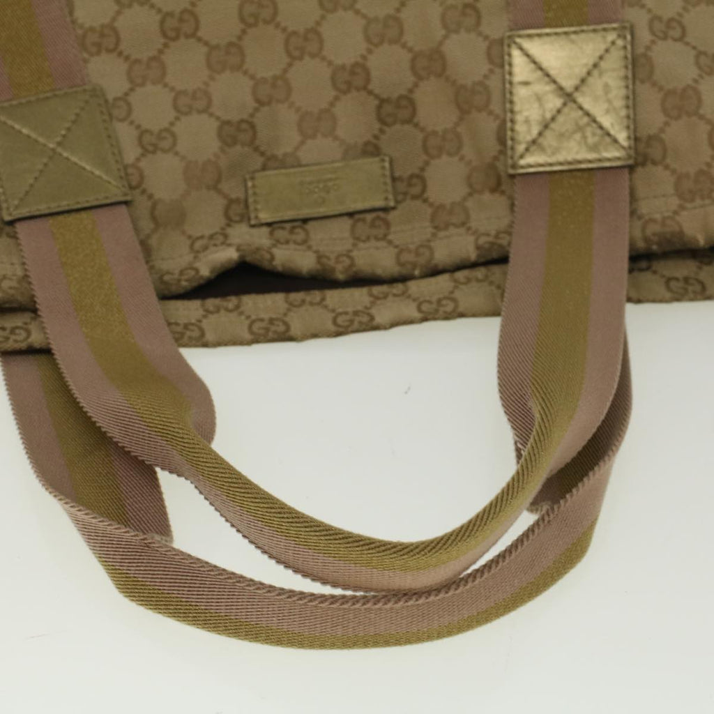GUCCI GG Canvas Sherry Line Tote Bag Beige Gold pink 189669 59074