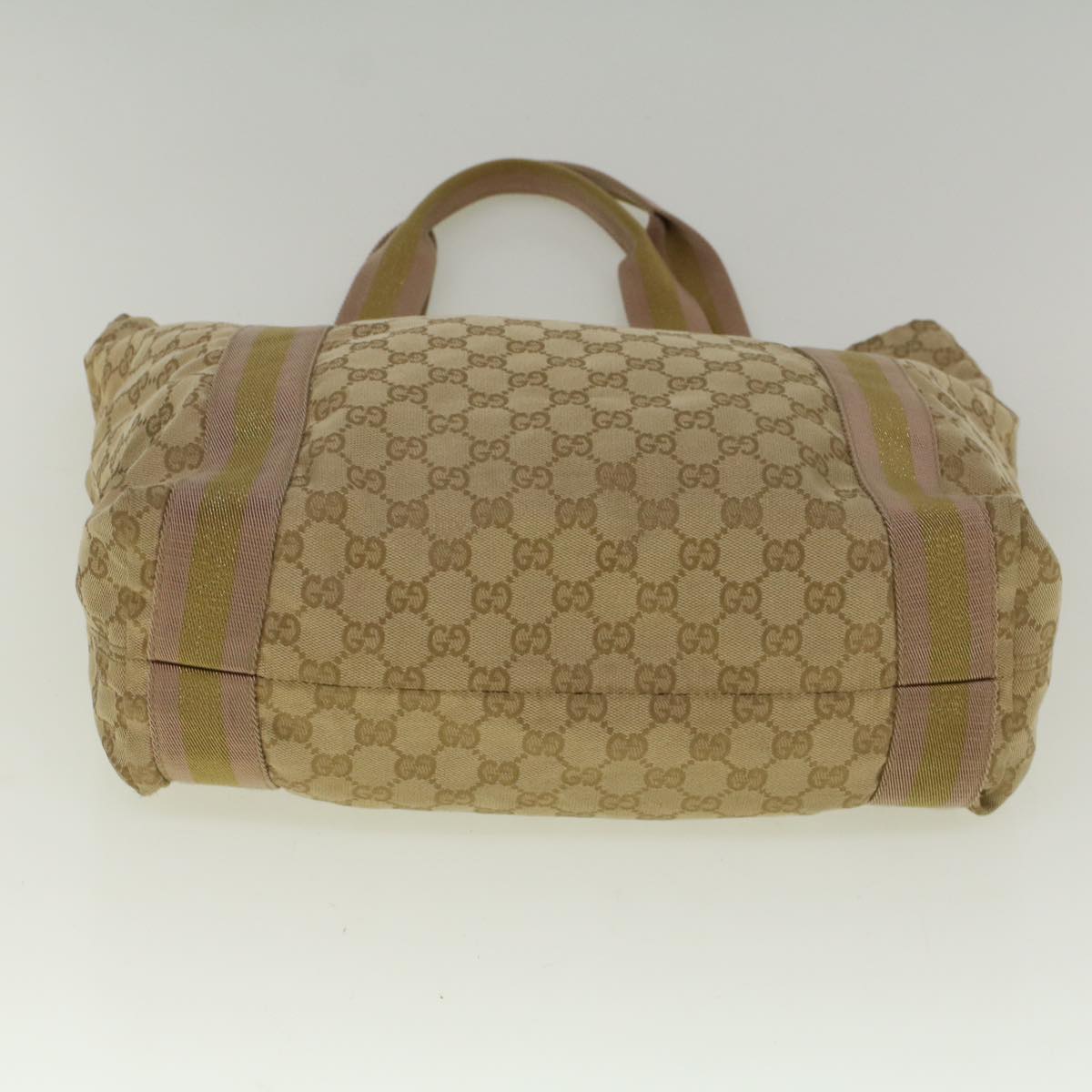 GUCCI GG Canvas Sherry Line Tote Bag Beige Gold pink 189669 59074