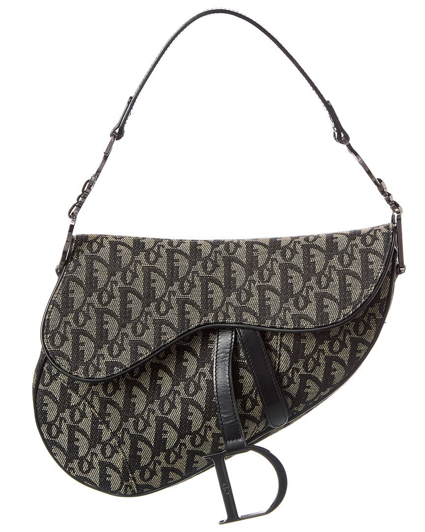 Dior Beige Canvas Oblique Saddle Bag ( )