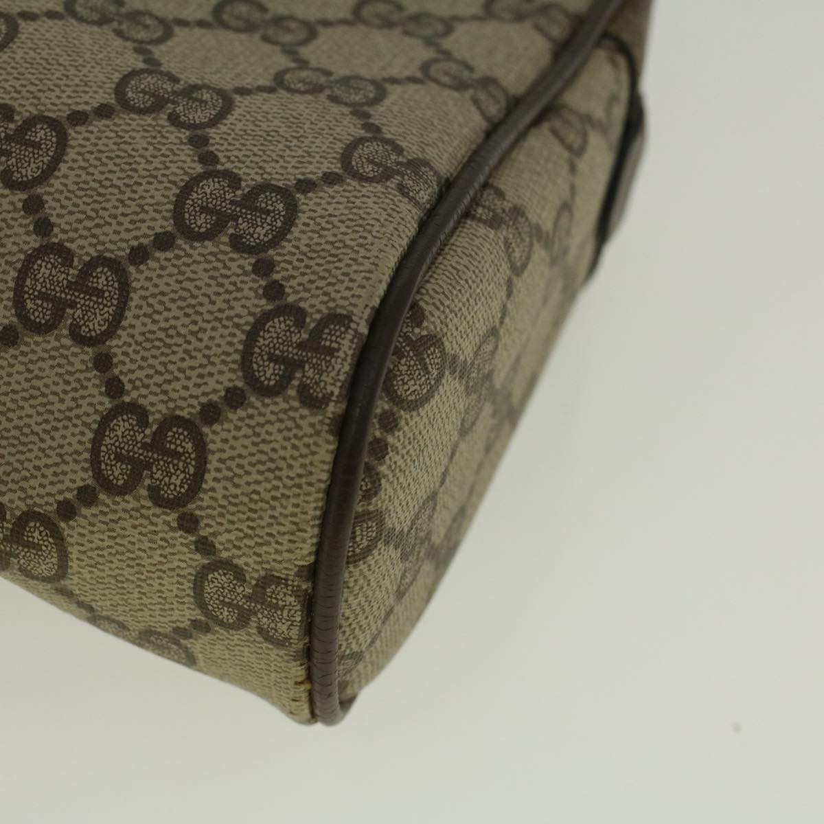 GUCCI GG Canvas Web Sherry Line Clutch Bag PVC Leather Beige Green 59128