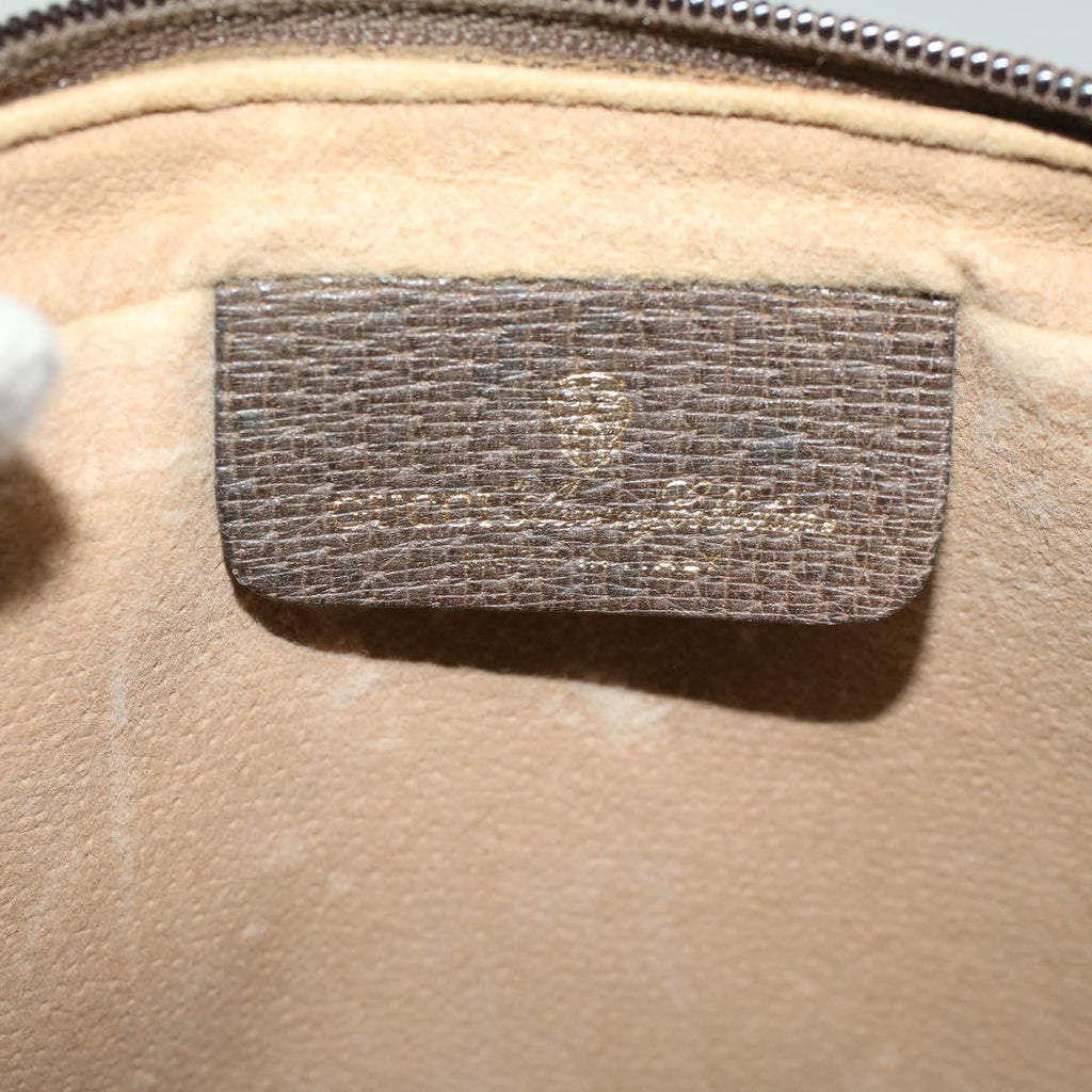 GUCCI GG Canvas Web Sherry Line Clutch Bag PVC Leather Beige Green 59128