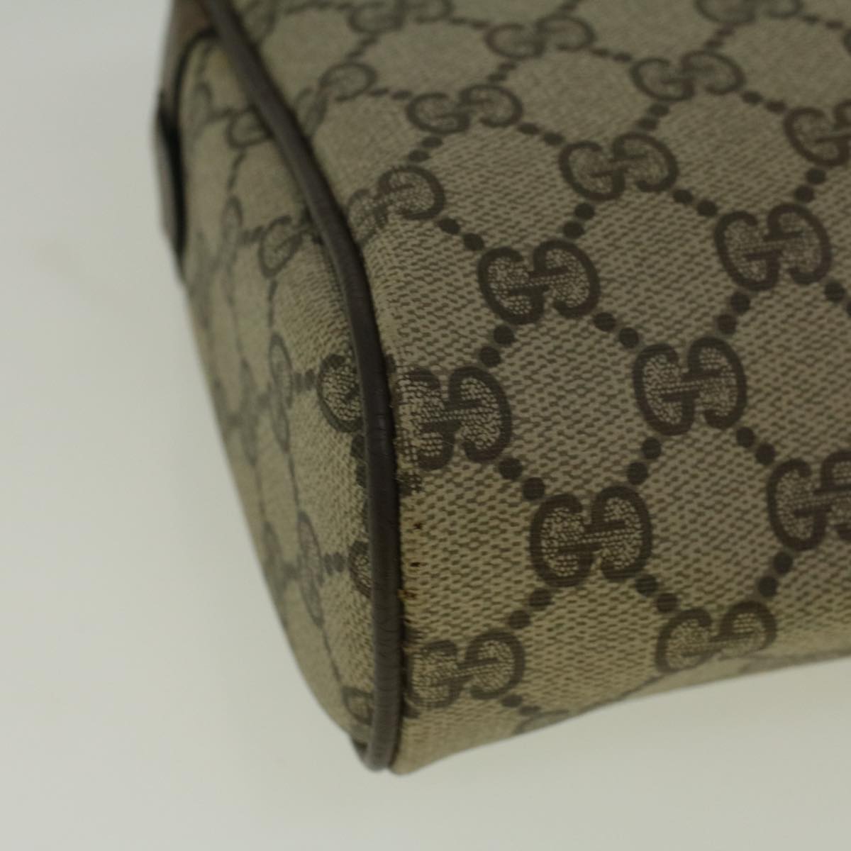 GUCCI GG Canvas Web Sherry Line Clutch Bag PVC Leather Beige Green 59128