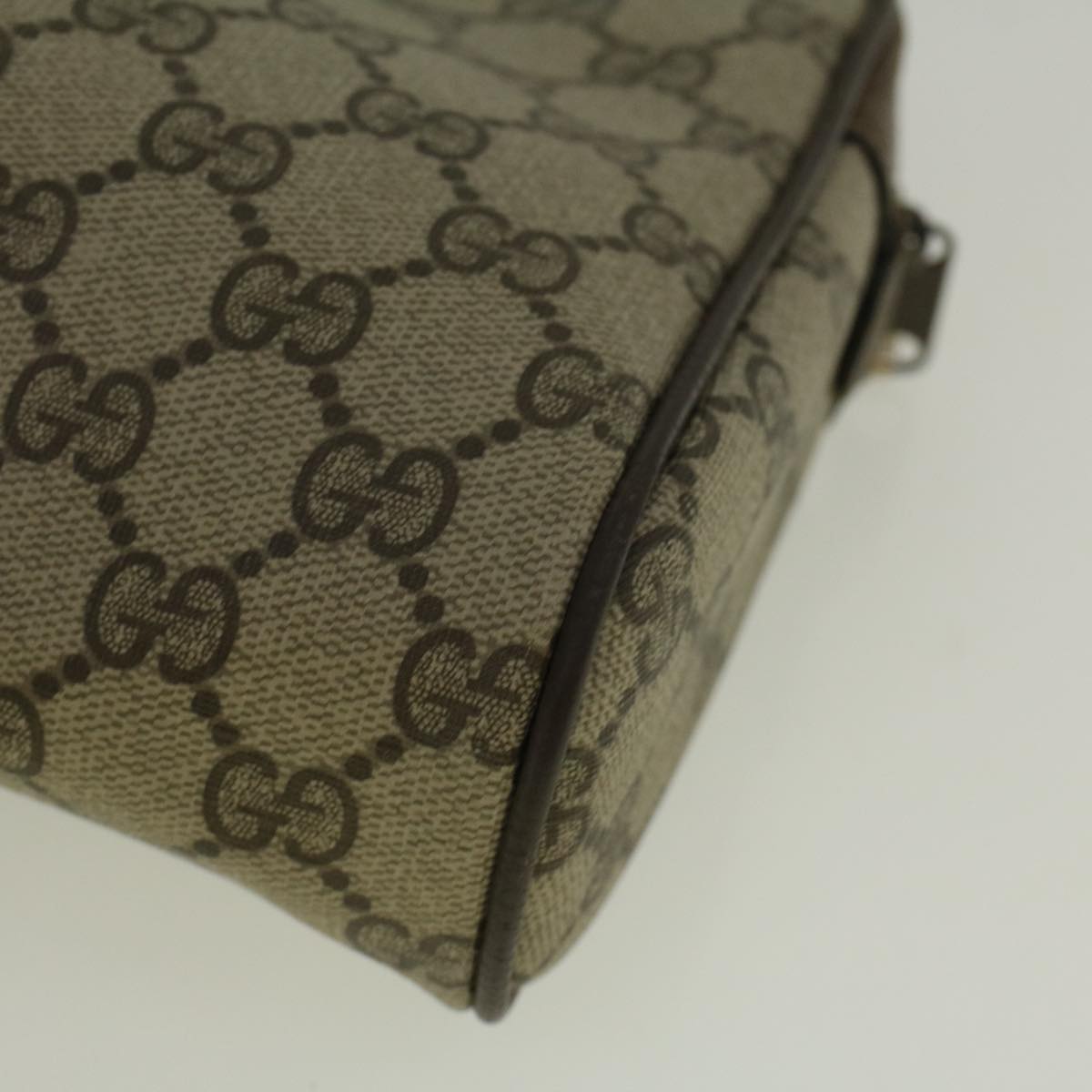 GUCCI GG Canvas Web Sherry Line Clutch Bag PVC Leather Beige Green 59128