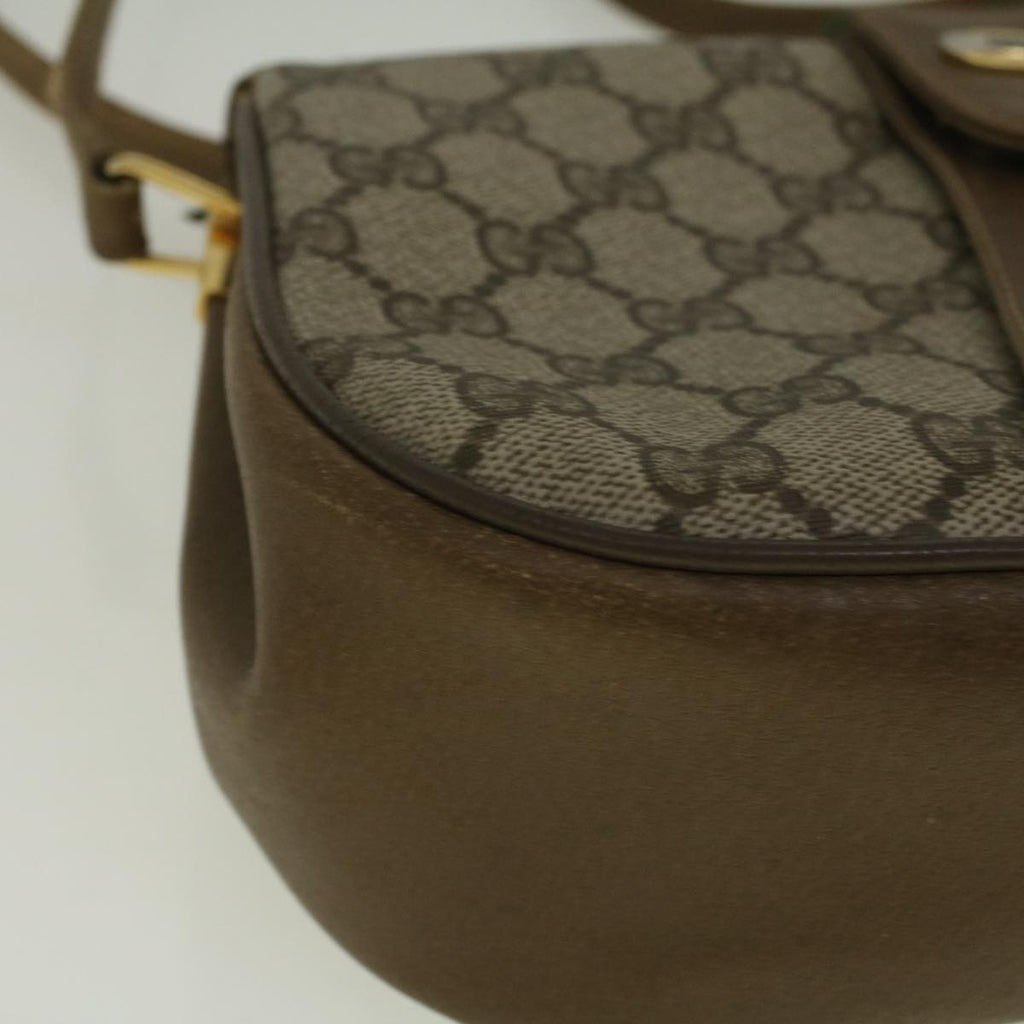 GUCCI GG Canvas Web Sherry Line Shoulder Bag PVC Leather Beige Green 59155