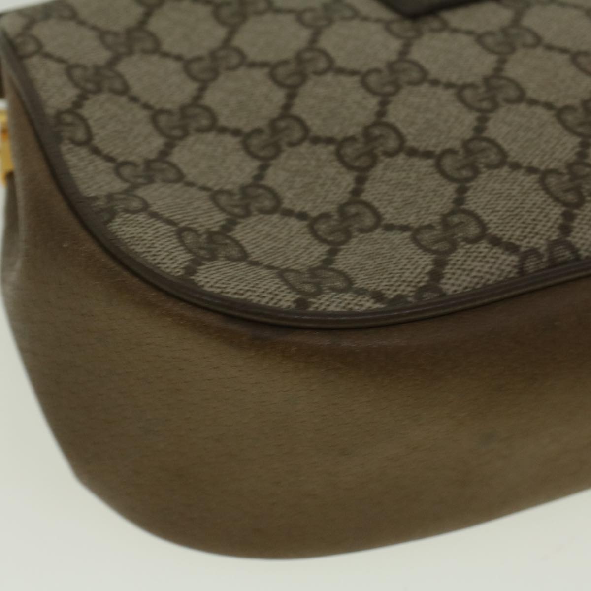 GUCCI GG Canvas Web Sherry Line Shoulder Bag PVC Leather Beige Green 59155