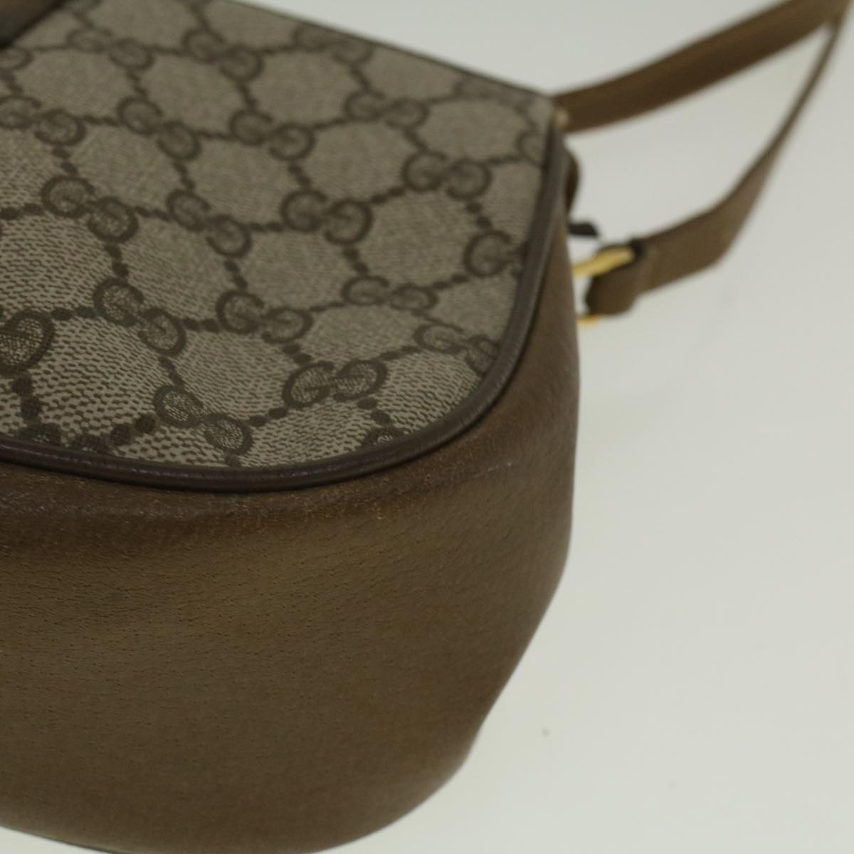 GUCCI GG Canvas Web Sherry Line Shoulder Bag PVC Leather Beige Green 59155
