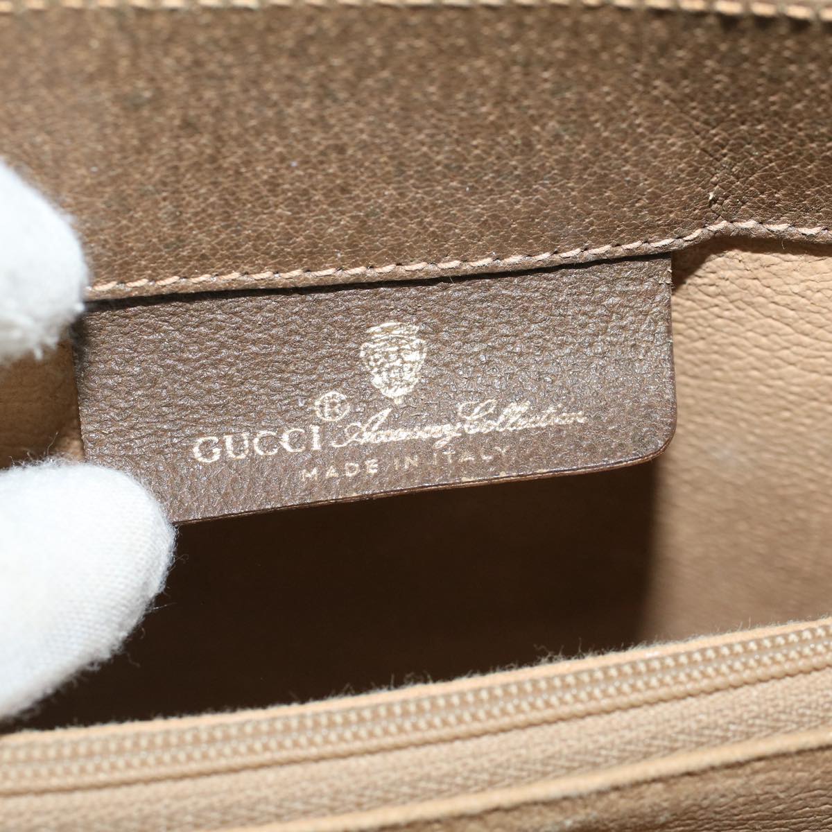 GUCCI GG Canvas Web Sherry Line Shoulder Bag PVC Leather Beige Green 59155