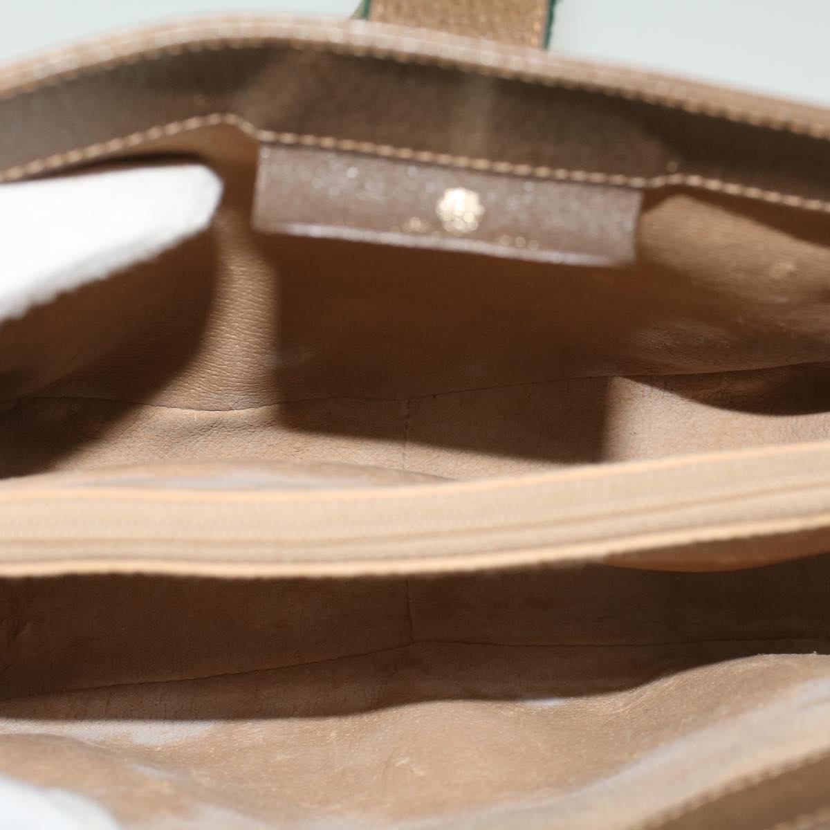 GUCCI GG Canvas Web Sherry Line Shoulder Bag PVC Leather Beige Green 59155