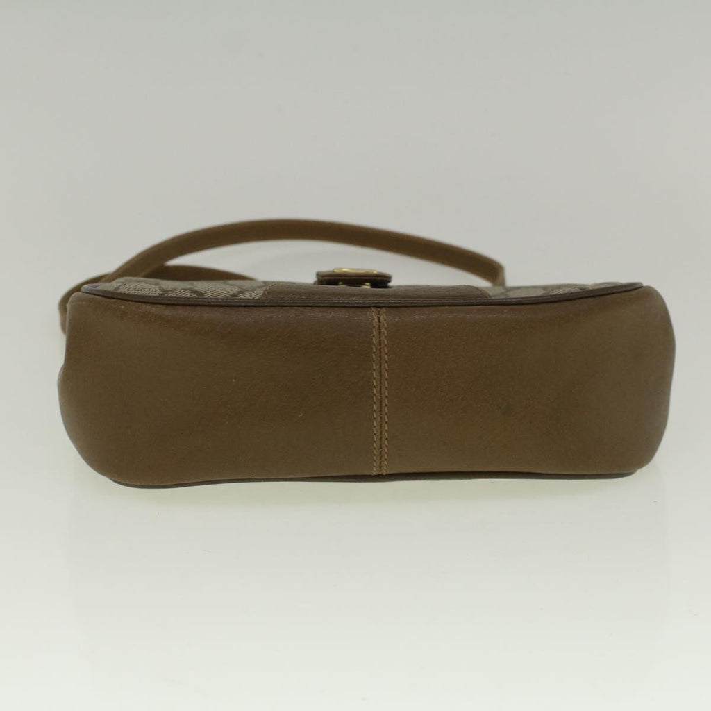 GUCCI GG Canvas Web Sherry Line Shoulder Bag PVC Leather Beige Green 59155