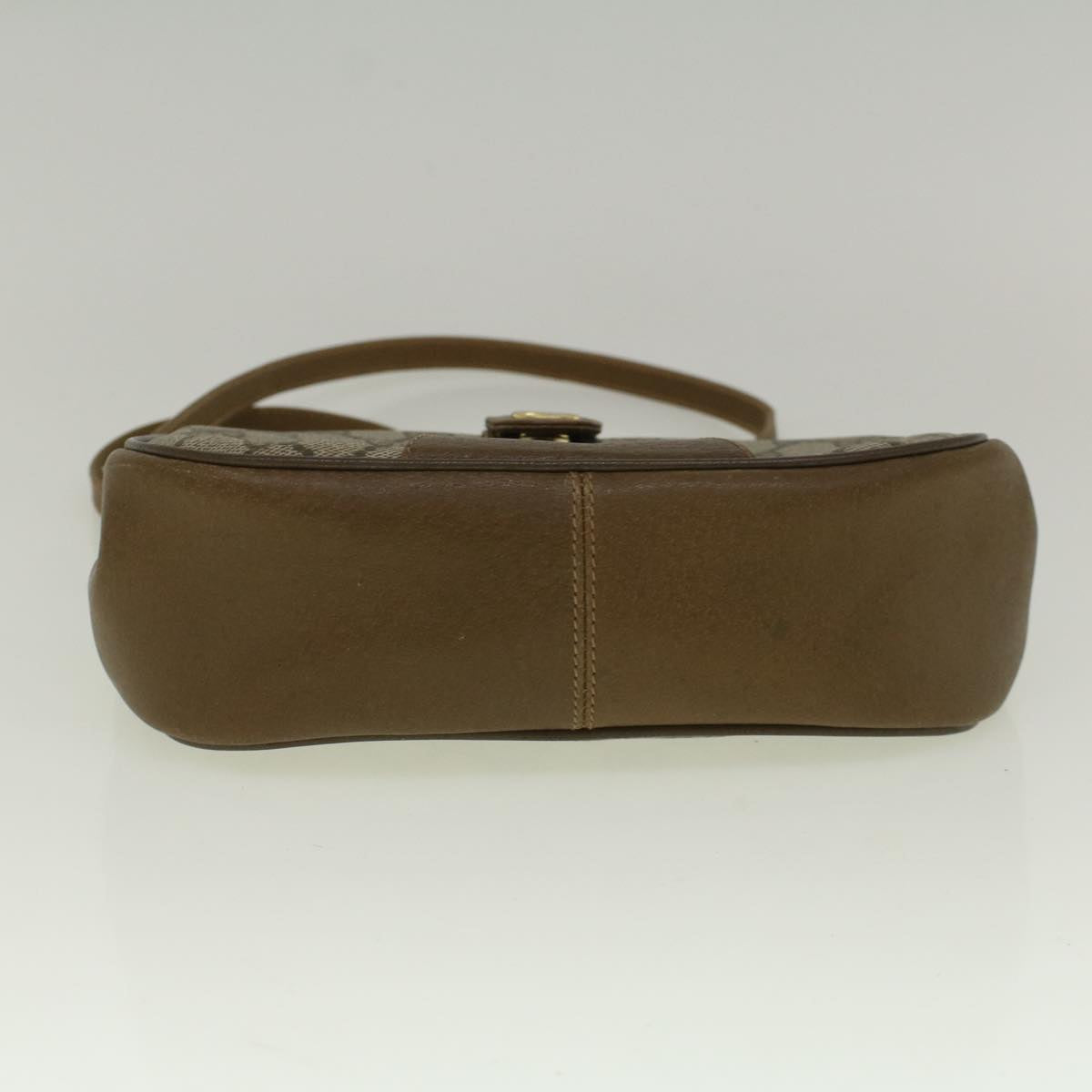 GUCCI GG Canvas Web Sherry Line Shoulder Bag PVC Leather Beige Green 59155