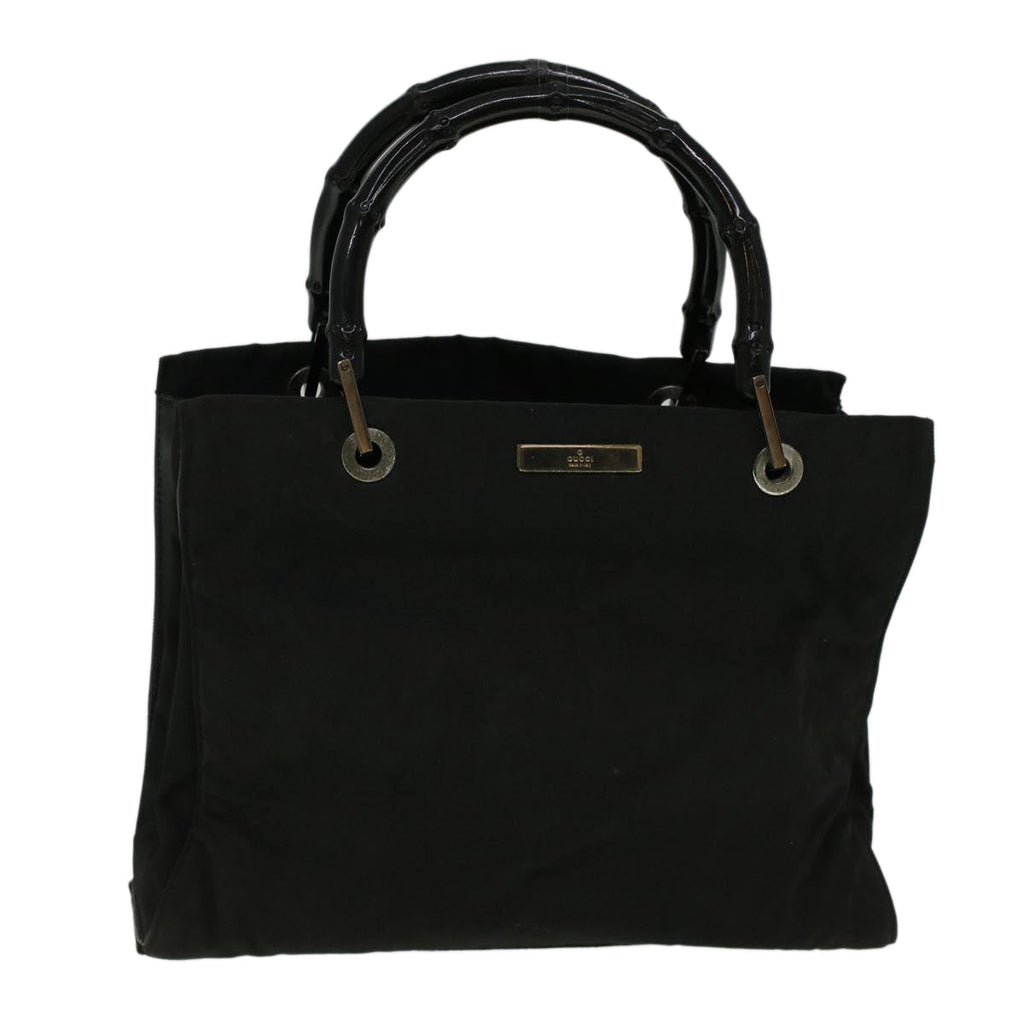 GUCCI Bamboo Hand Bag Nylon Black 59240