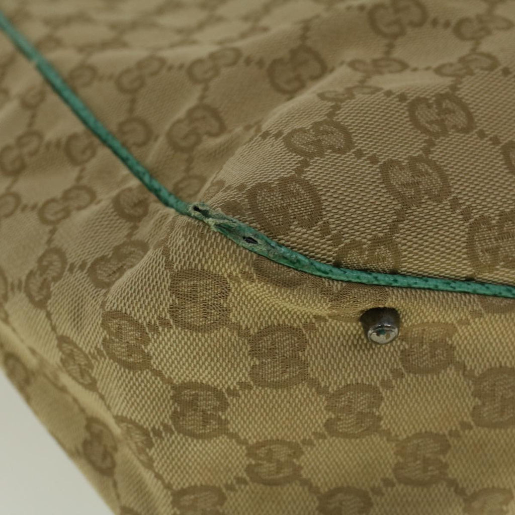 GUCCI GG Canvas Tote Bag Beige Turquoise Blue 113017 59245