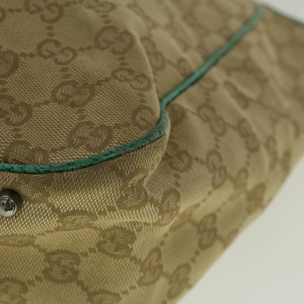 GUCCI GG Canvas Tote Bag Beige Turquoise Blue 113017 59245