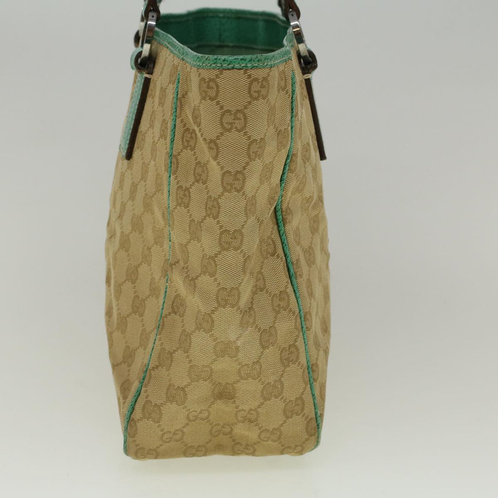 GUCCI GG Canvas Tote Bag Beige Turquoise Blue 113017 59245