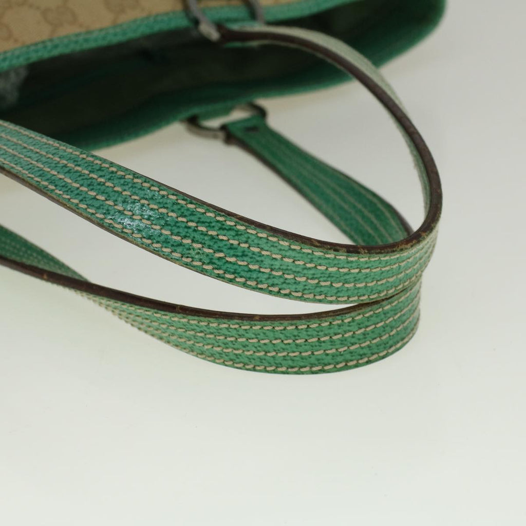 GUCCI GG Canvas Tote Bag Beige Turquoise Blue 113017 59245