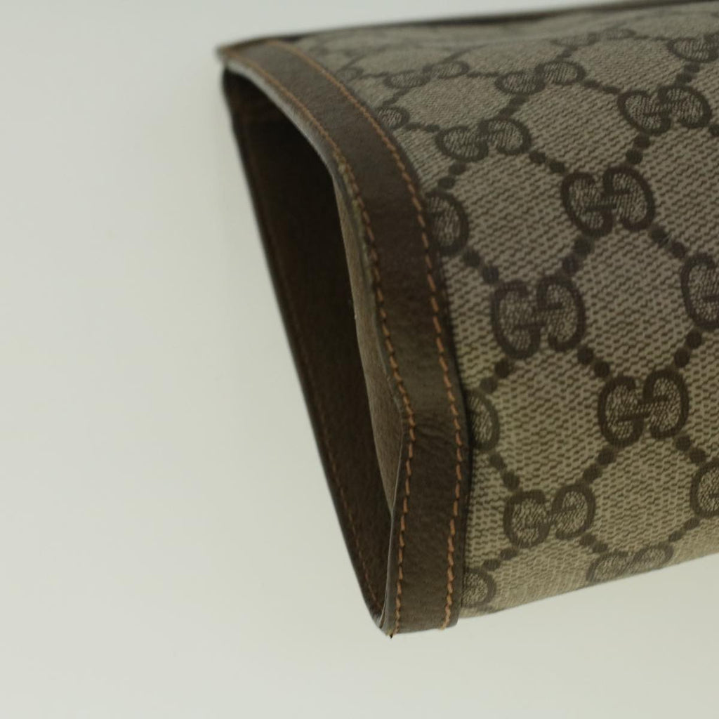 GUCCI GG Canvas Web Sherry Line Clutch Bag PVC Leather Beige Green 59249