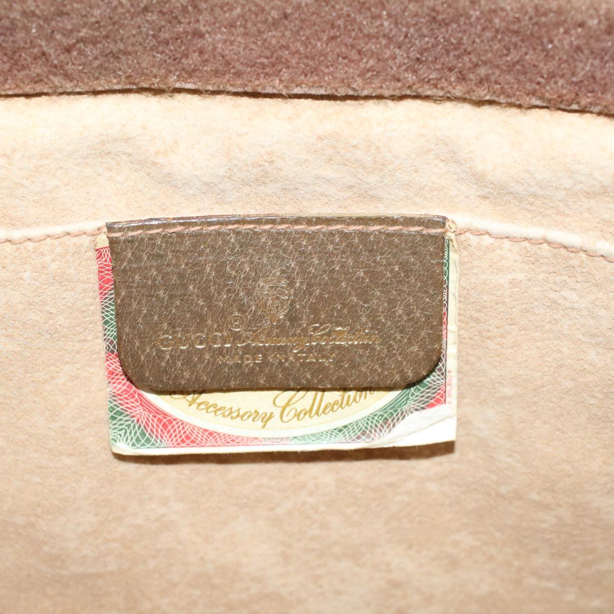 GUCCI GG Canvas Web Sherry Line Clutch Bag PVC Leather Beige Green 59249