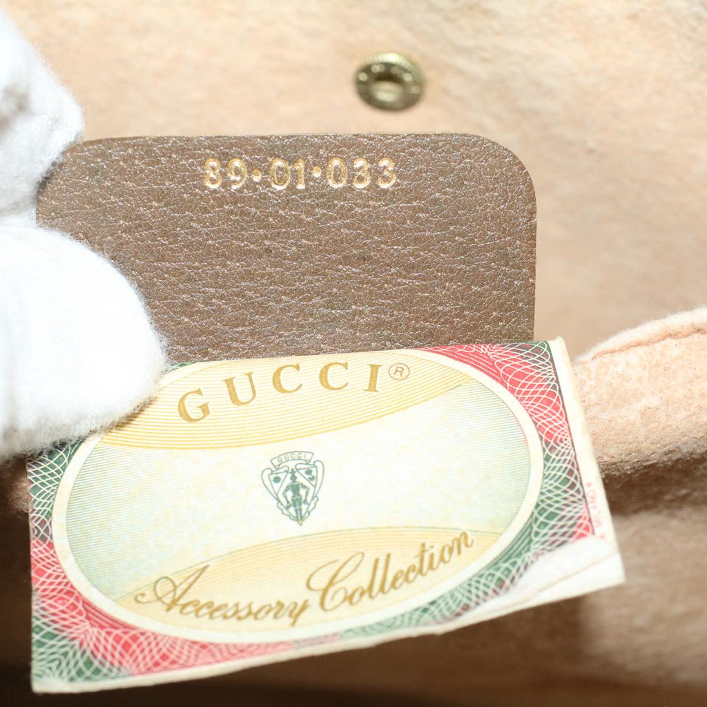 GUCCI GG Canvas Web Sherry Line Clutch Bag PVC Leather Beige Green 59249