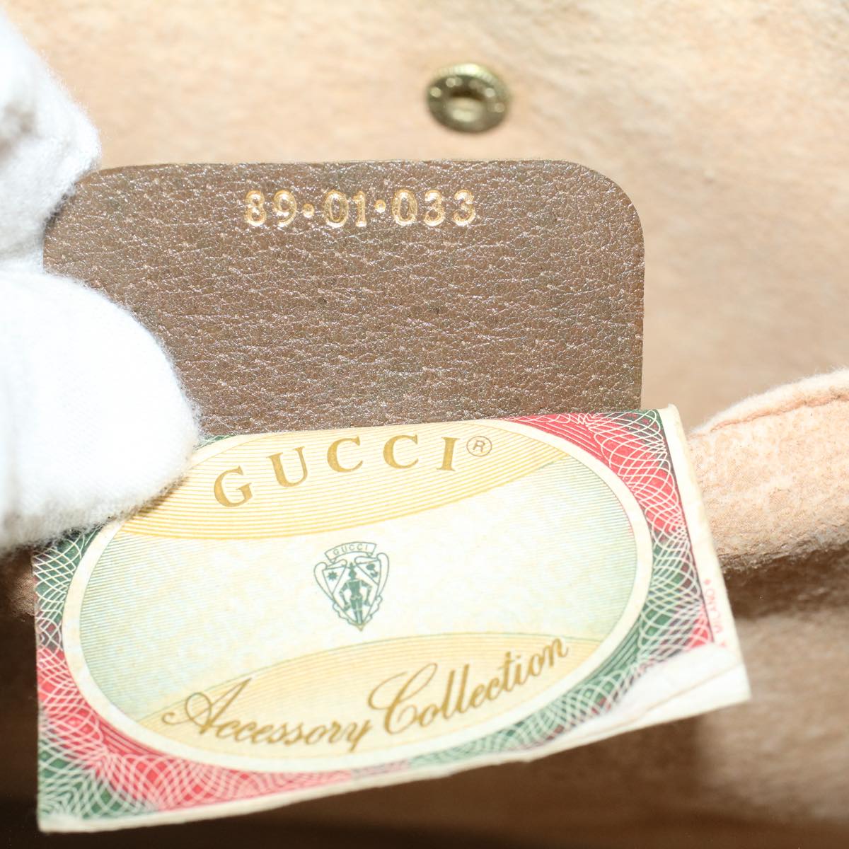 GUCCI GG Canvas Web Sherry Line Clutch Bag PVC Leather Beige Green 59249