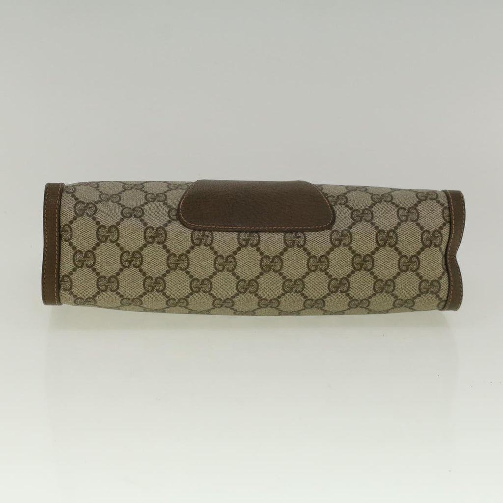 GUCCI GG Canvas Web Sherry Line Clutch Bag PVC Leather Beige Green 59249