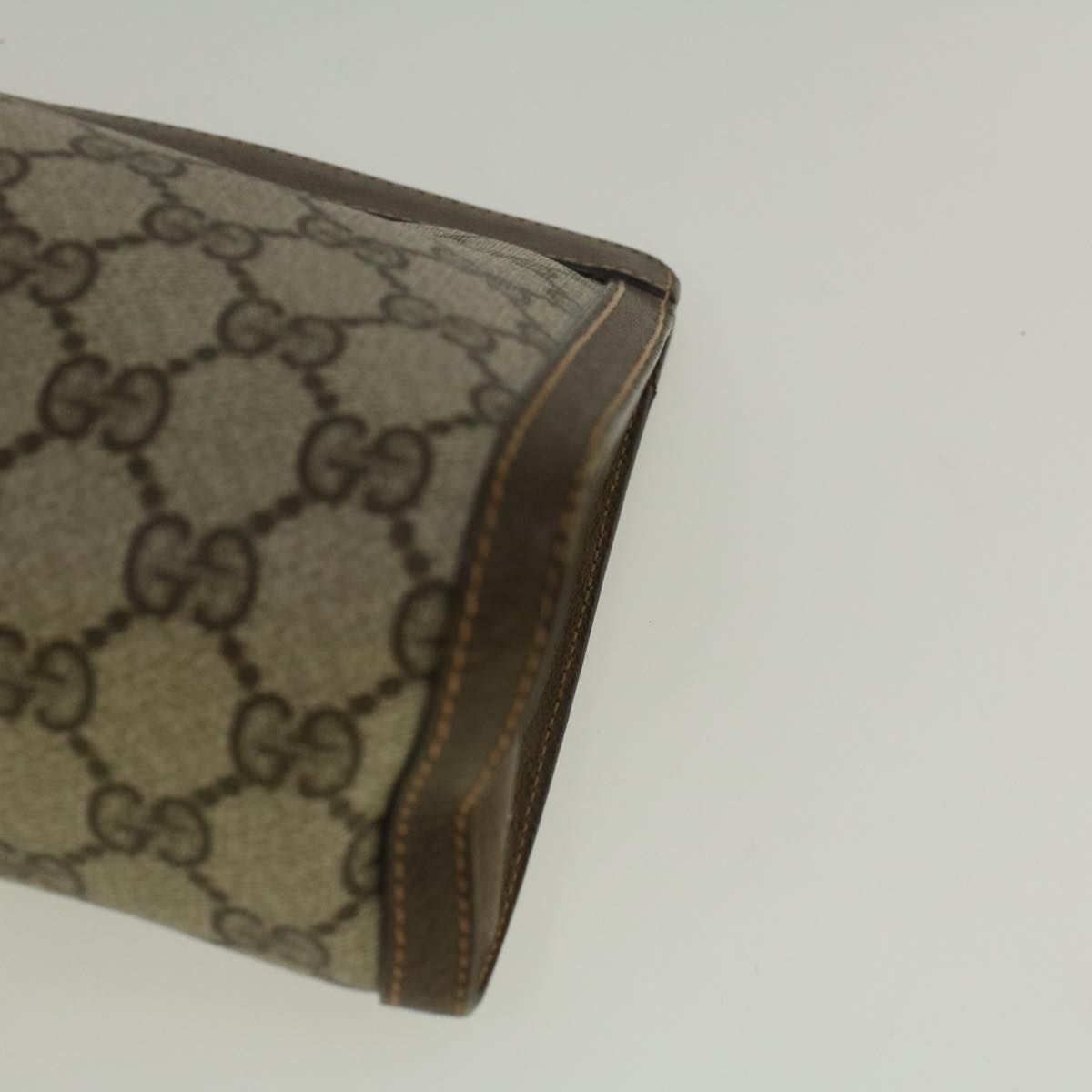 GUCCI GG Canvas Web Sherry Line Clutch Bag PVC Leather Beige Green 59249