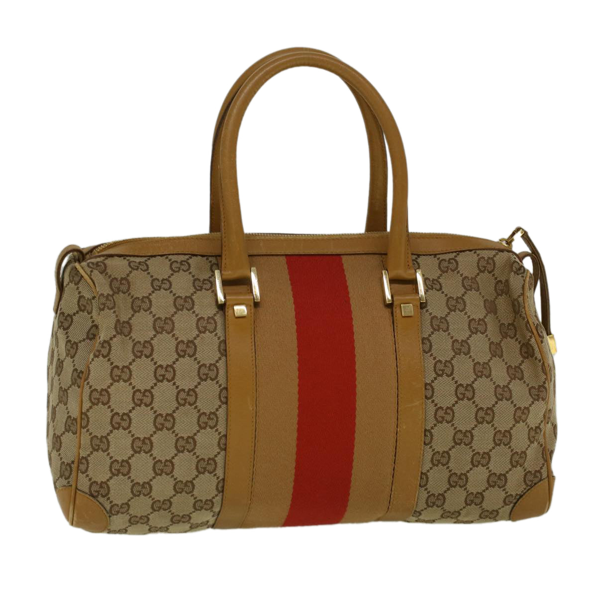 GUCCI GG Canvas Sherry Line Hand Bag Beige Orange 59252