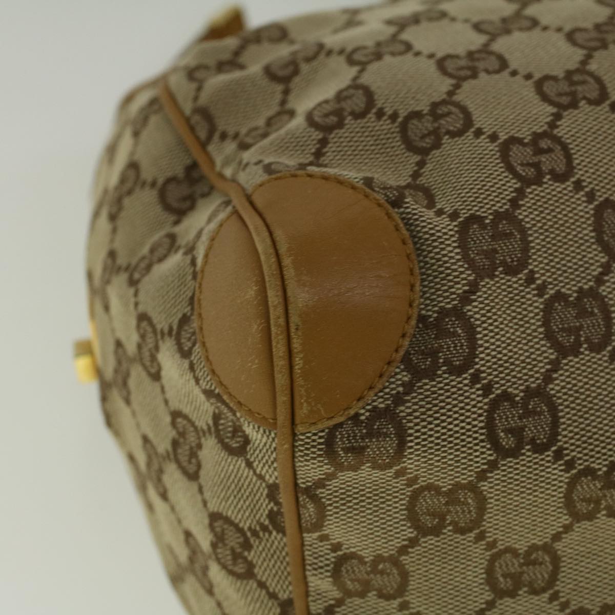 GUCCI GG Canvas Sherry Line Hand Bag Beige Orange 59252