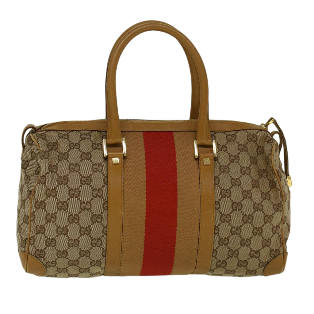 GUCCI GG Canvas Sherry Line Hand Bag Beige Orange 59252
