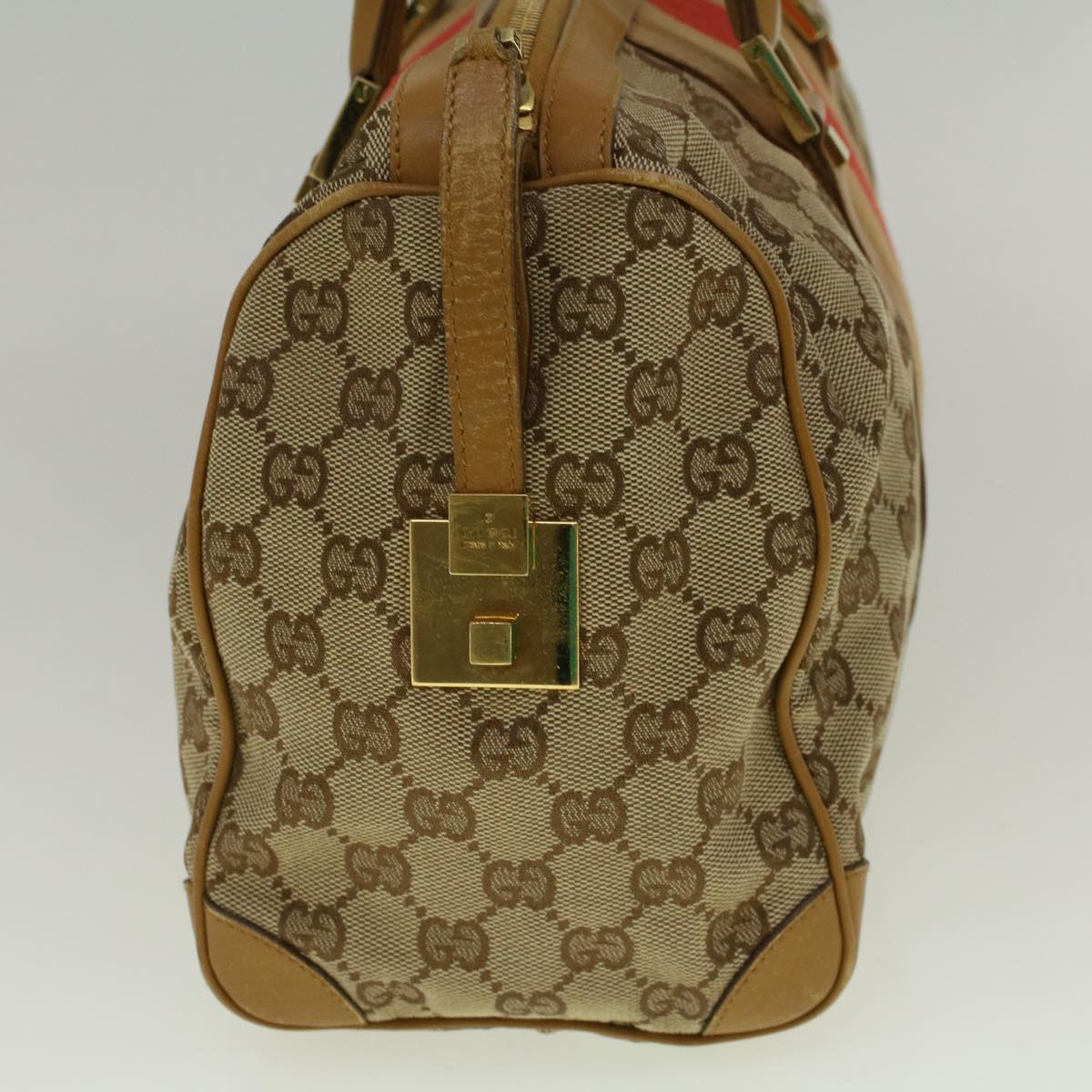 GUCCI GG Canvas Sherry Line Hand Bag Beige Orange 59252