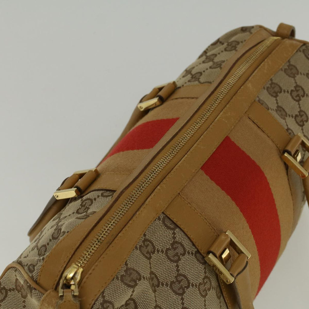 GUCCI GG Canvas Sherry Line Hand Bag Beige Orange 59252