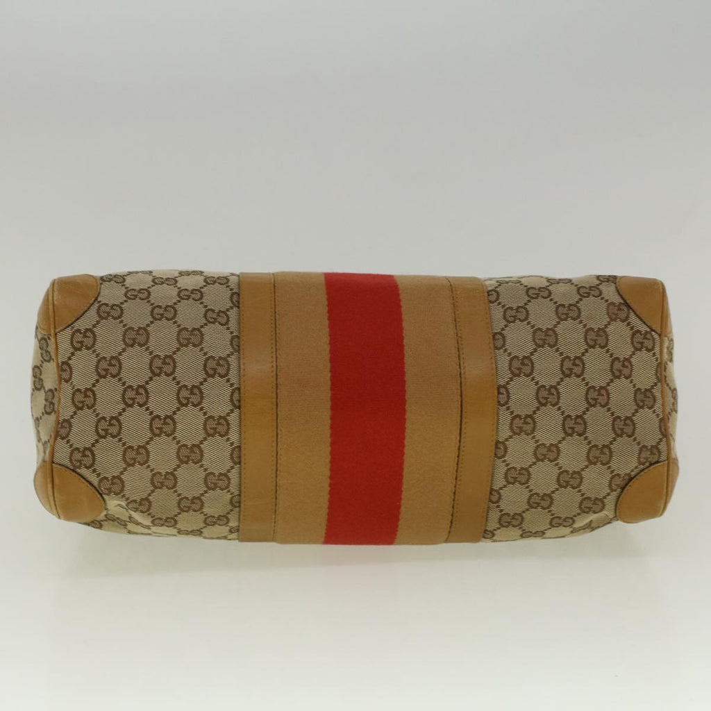 GUCCI GG Canvas Sherry Line Hand Bag Beige Orange 59252