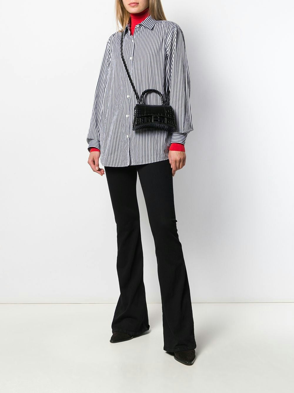 HOURGLASS SMALL LEATHER TOP-HANDLE BAG