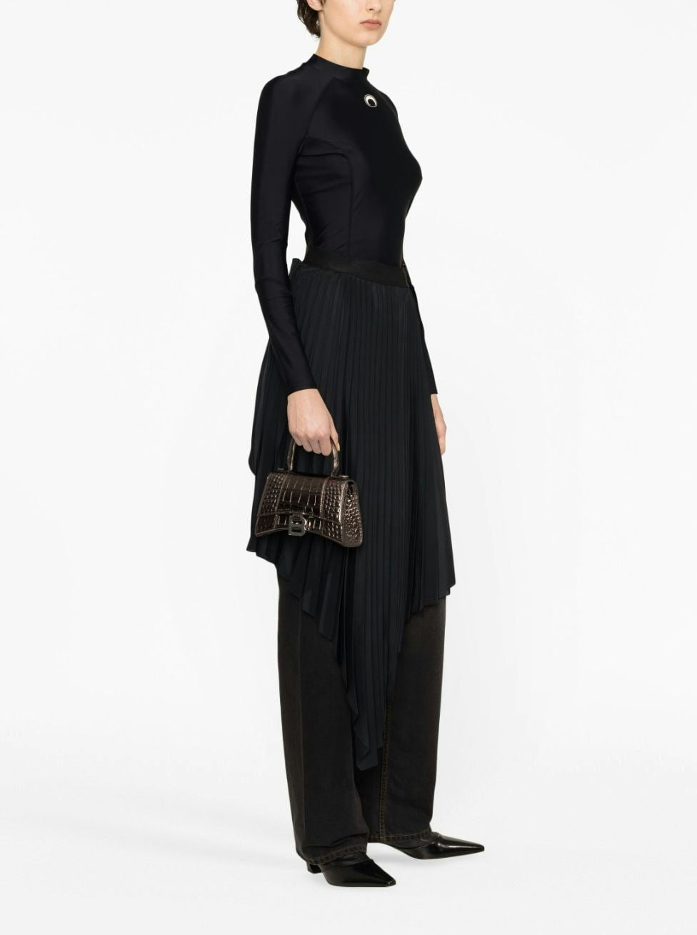 HOURGLASS SMALL LEATHER TOP-HANDLE BAG