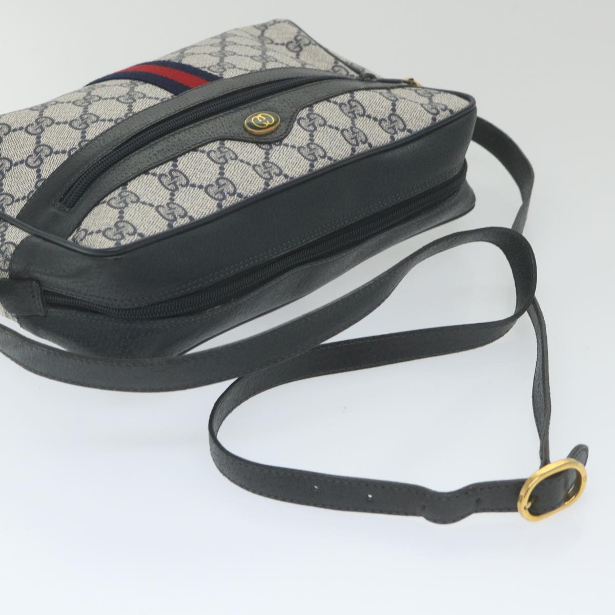 GUCCI GG Supreme Sherry Line Shoulder Bag Red Navy 56 02 005 59313