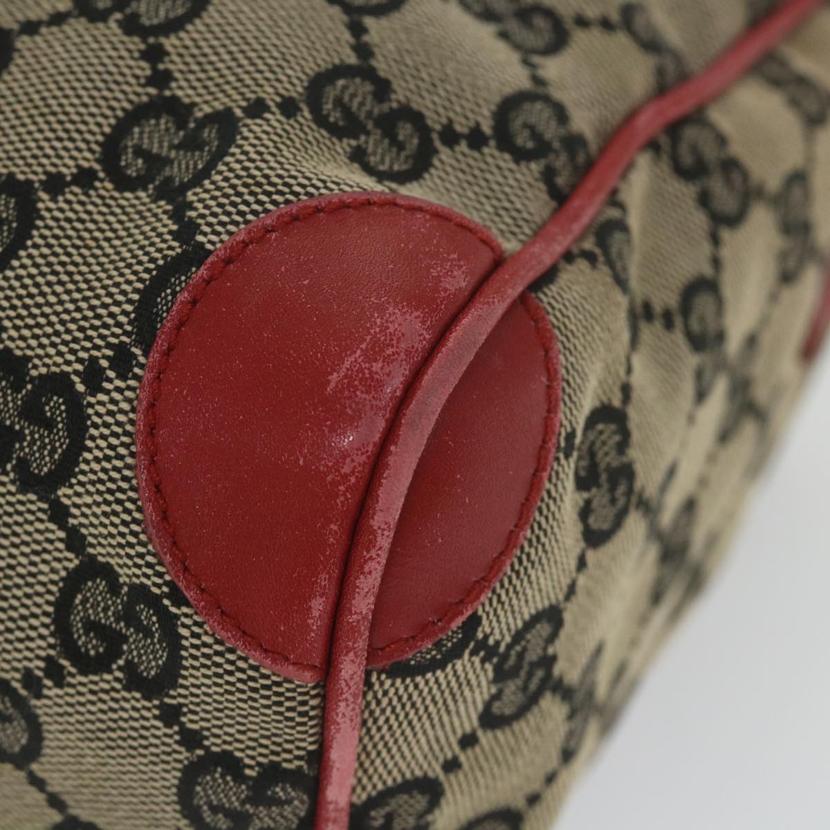 GUCCI GG Canvas Hand Bag Beige Red 000 0851 001553 59330