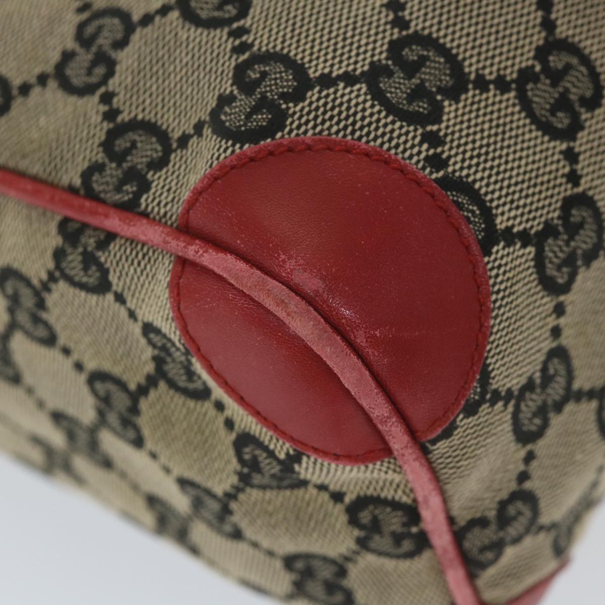GUCCI GG Canvas Hand Bag Beige Red 000 0851 001553 59330
