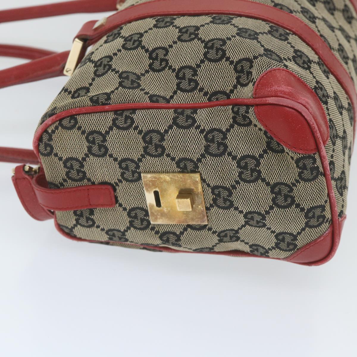 GUCCI GG Canvas Hand Bag Beige Red 000 0851 001553 59330