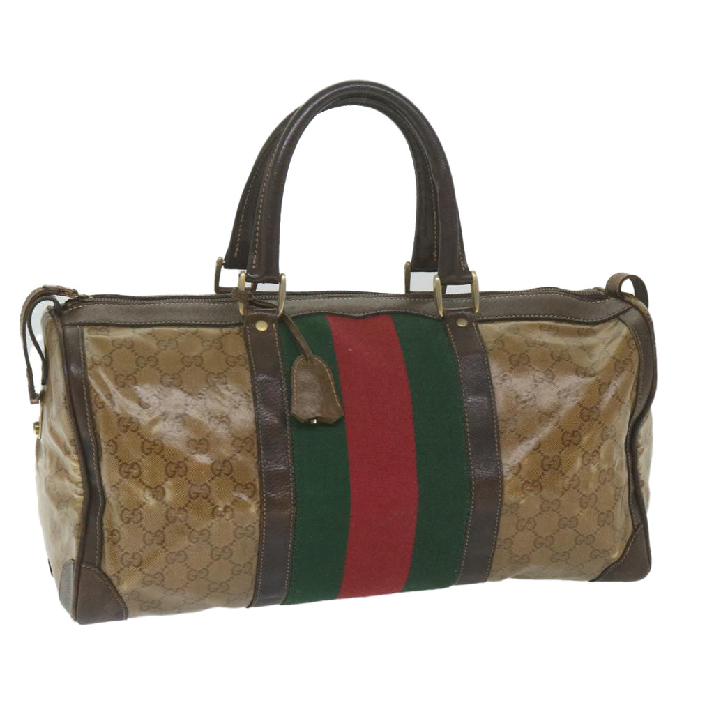 GUCCI GG Crystal Web Sherry Line Boston Bag Brown Red Green 59337