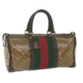 GUCCI GG Crystal Web Sherry Line Boston Bag Brown Red Green 59337