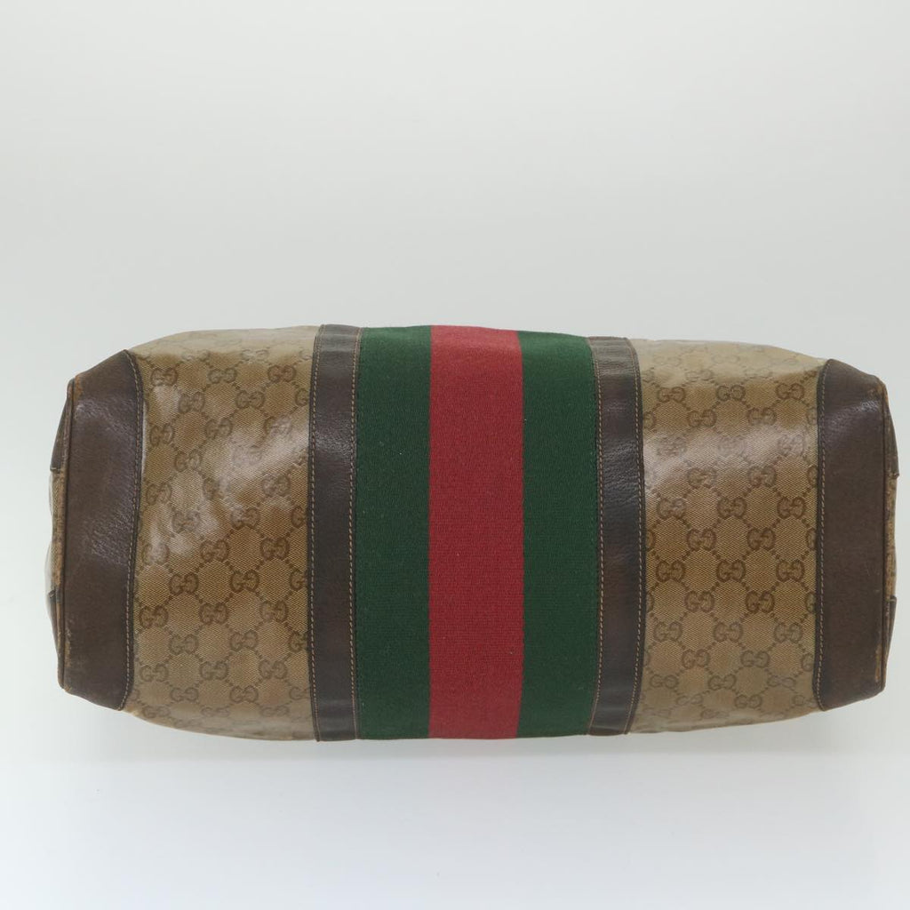 GUCCI GG Crystal Web Sherry Line Boston Bag Brown Red Green 59337