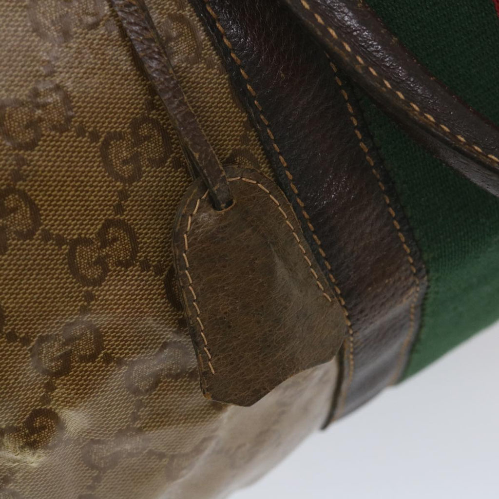 GUCCI GG Crystal Web Sherry Line Boston Bag Brown Red Green 59337