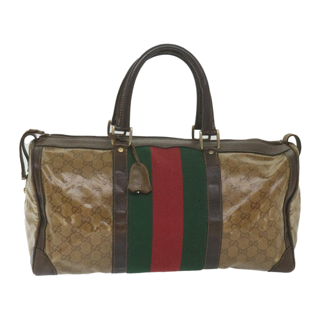GUCCI GG Crystal Web Sherry Line Boston Bag Brown Red Green 59337
