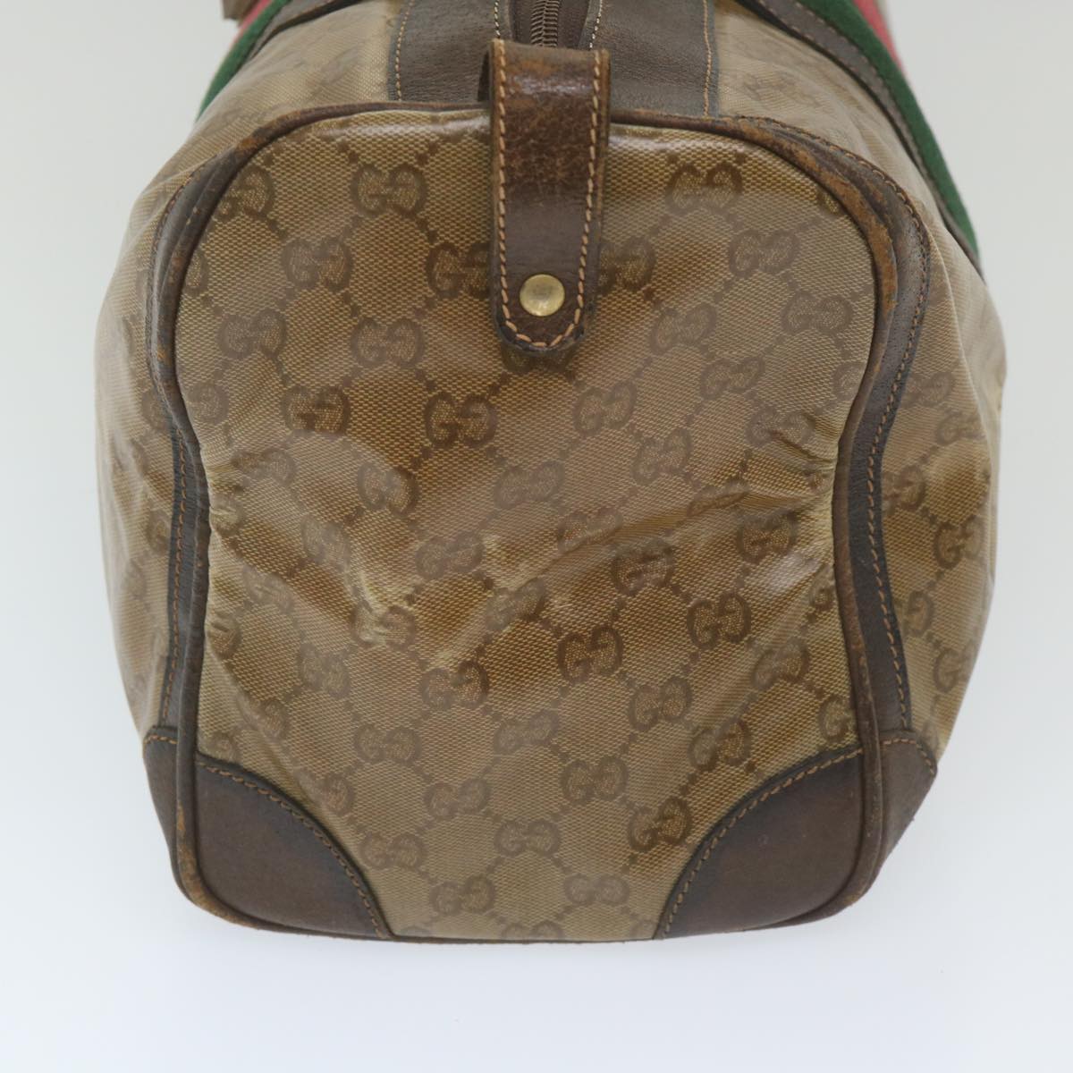 GUCCI GG Crystal Web Sherry Line Boston Bag Brown Red Green 59337
