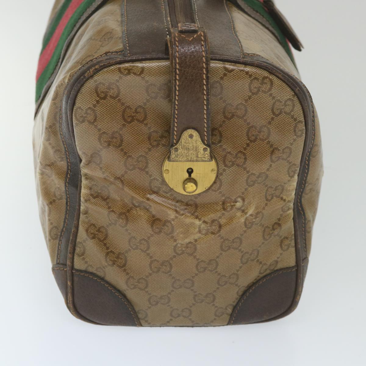 GUCCI GG Crystal Web Sherry Line Boston Bag Brown Red Green 59337