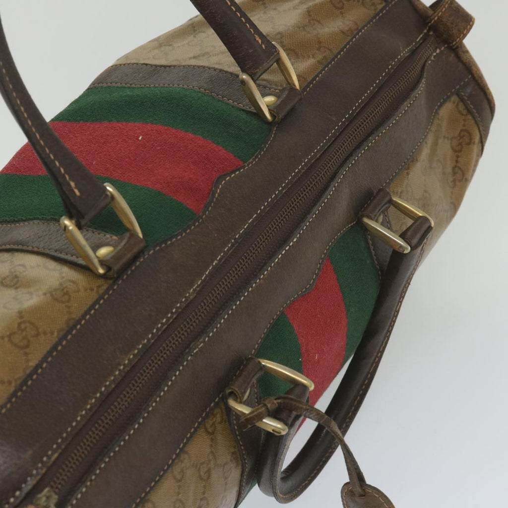 GUCCI GG Crystal Web Sherry Line Boston Bag Brown Red Green 59337