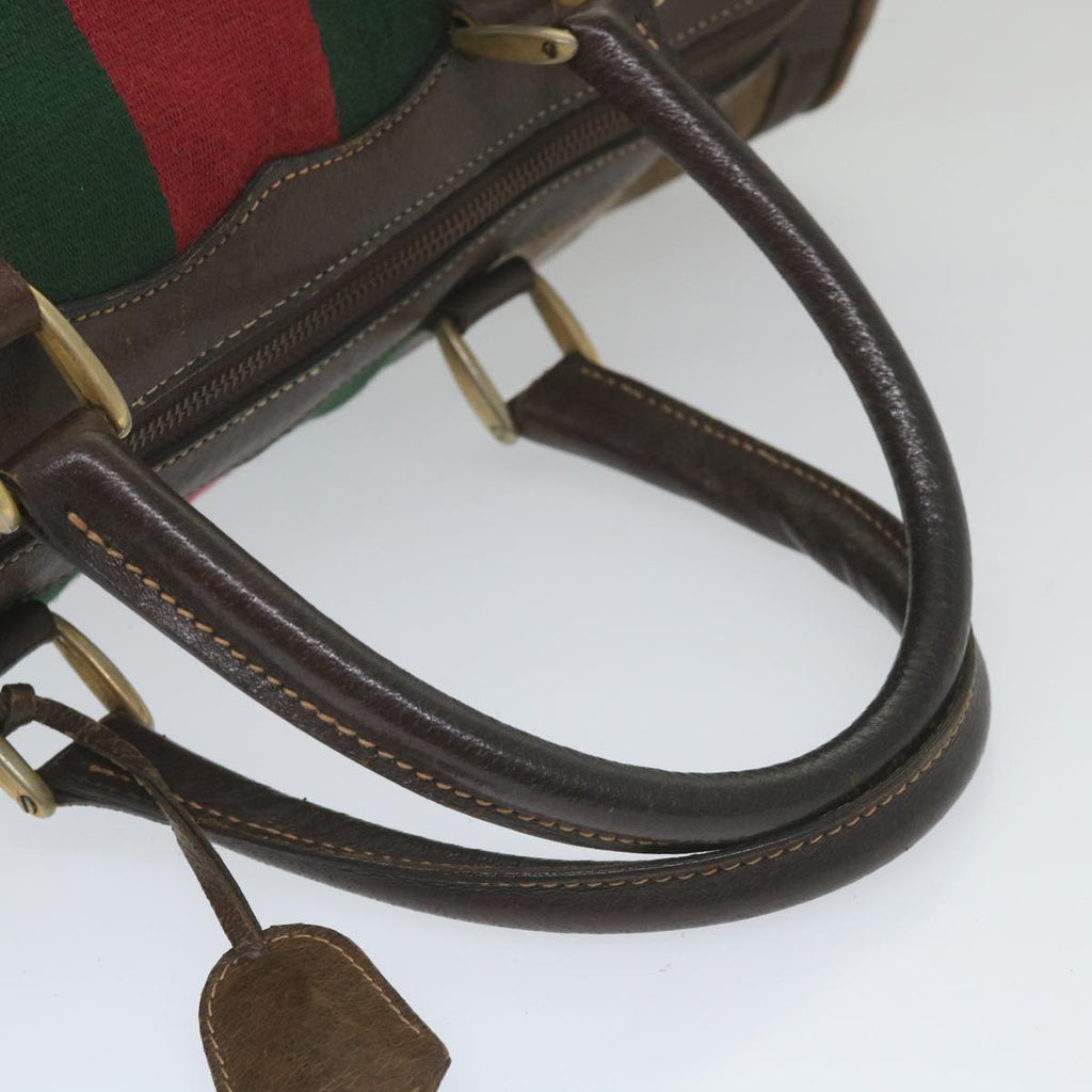 GUCCI GG Crystal Web Sherry Line Boston Bag Brown Red Green 59337